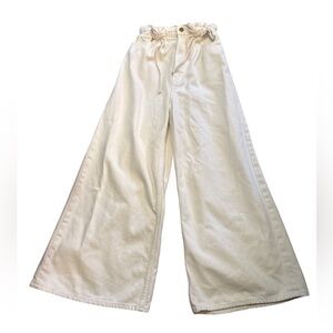 Mother The Doggie Bag Wide Leg Ankle Jeans Color Natural 27 New